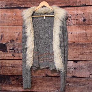 Free People Cardigan with Fur Trim
